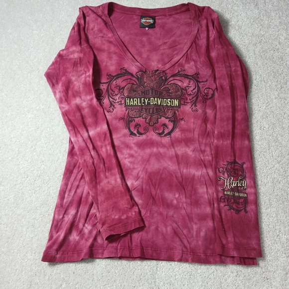 Harley-Davidson Tops - Harley-Davidson Red Long Sleeve Fitted Tee Large